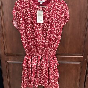 Cranberry and Cream Patterned Dress